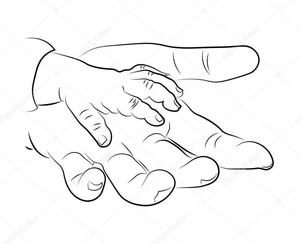 Hand adult and baby