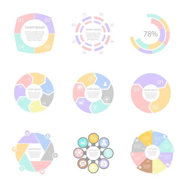 Vector circle arrows infographics set. — Stock Vector