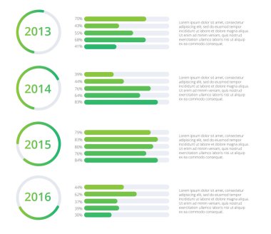 Zaman çizelgesi Infographics şablonu. Renkli vektör çizim.