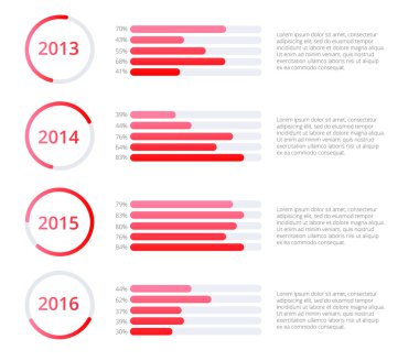 Zaman çizelgesi Infographics şablonu. Renkli vektör çizim.