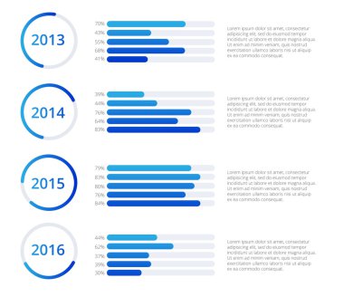 Zaman çizelgesi Infographics şablonu. Renkli vektör çizim.
