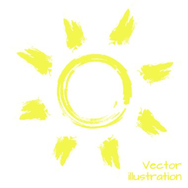 Güneş bir fırça ile boyalı. Vektör çizim