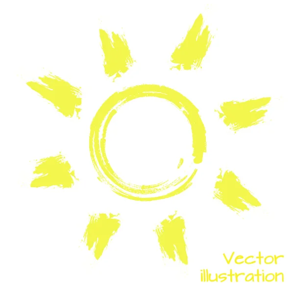 El sol pintado con un pincel. Ilustración vectorial — Vector de stock