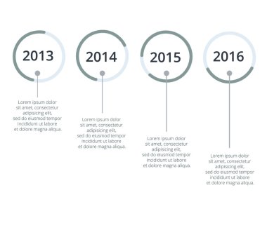 Zaman çizelgesi Infographics şablonu. Renkli vektör çizim.