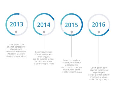 Zaman çizelgesi Infographics şablonu. Renkli vektör çizim.