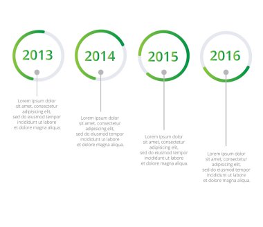 Zaman çizelgesi Infographics şablonu. Renkli vektör çizim.