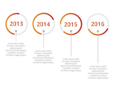 Zaman çizelgesi Infographics şablonu. Renkli vektör çizim.