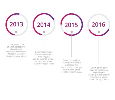 Zaman çizelgesi Infographics şablonu. Renkli vektör çizim.
