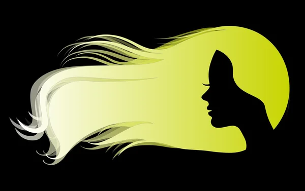 Esboço de mulher com silhueta de cabelo longo — Vetor de Stock