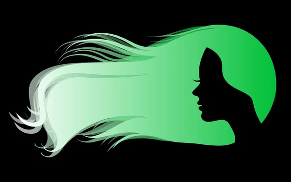 Esquisse femme avec silhouette cheveux longs — Image vectorielle