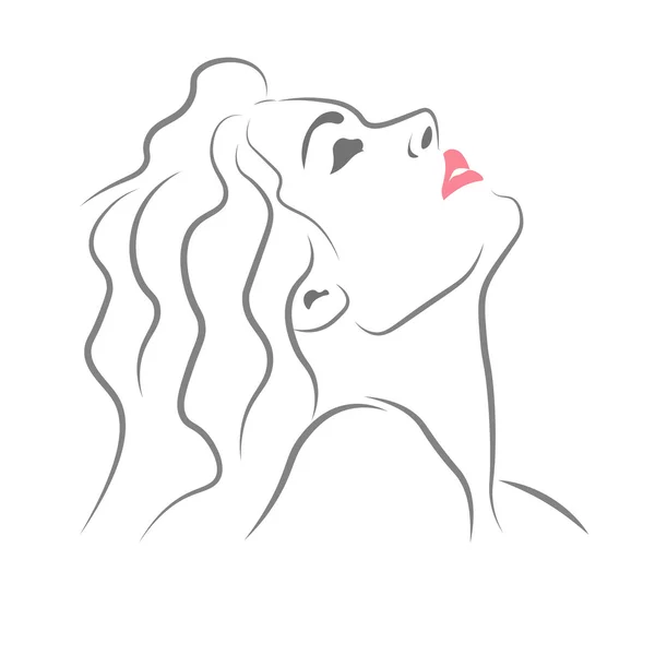 Bosquejo de mujer con silueta de pelo largo — Vector de stock