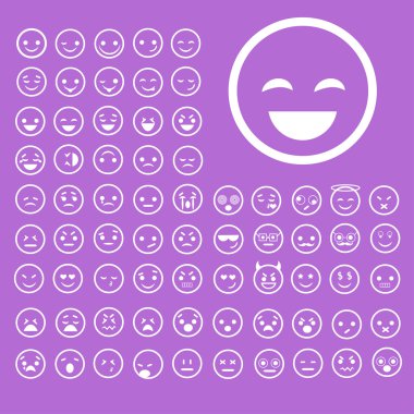 Duygu gülümsüyor ayarlayın. Vektör çizim