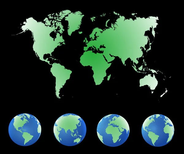 Mapa del mundo con globos editables detallados . — Vector de stock