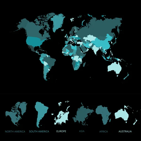 Mappa del Mondo con Globi dettagliata modificabile . — Vettoriale Stock