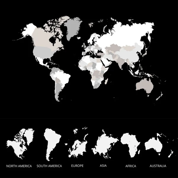 Mapa světa s koulí podrobně upravovat. — Stockový vektor