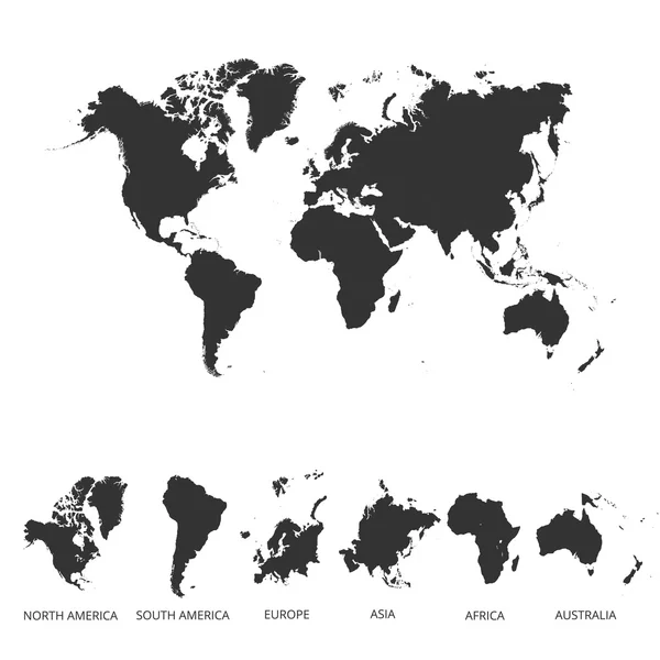 Wereldkaart met Globes gedetailleerde bewerkbare. — Stockvector