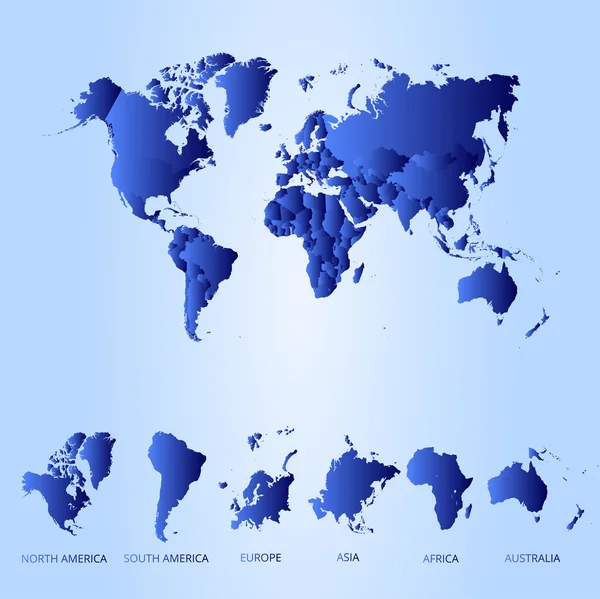 Mapa del mundo con globos editables detallados . — Archivo Imágenes Vectoriales