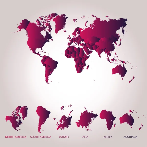 Mapa del mundo con globos editables detallados . — Vector de stock