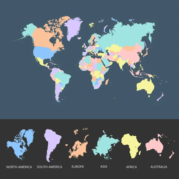 Världskarta med glober detaljerade redigerbara. — Stock vektor
