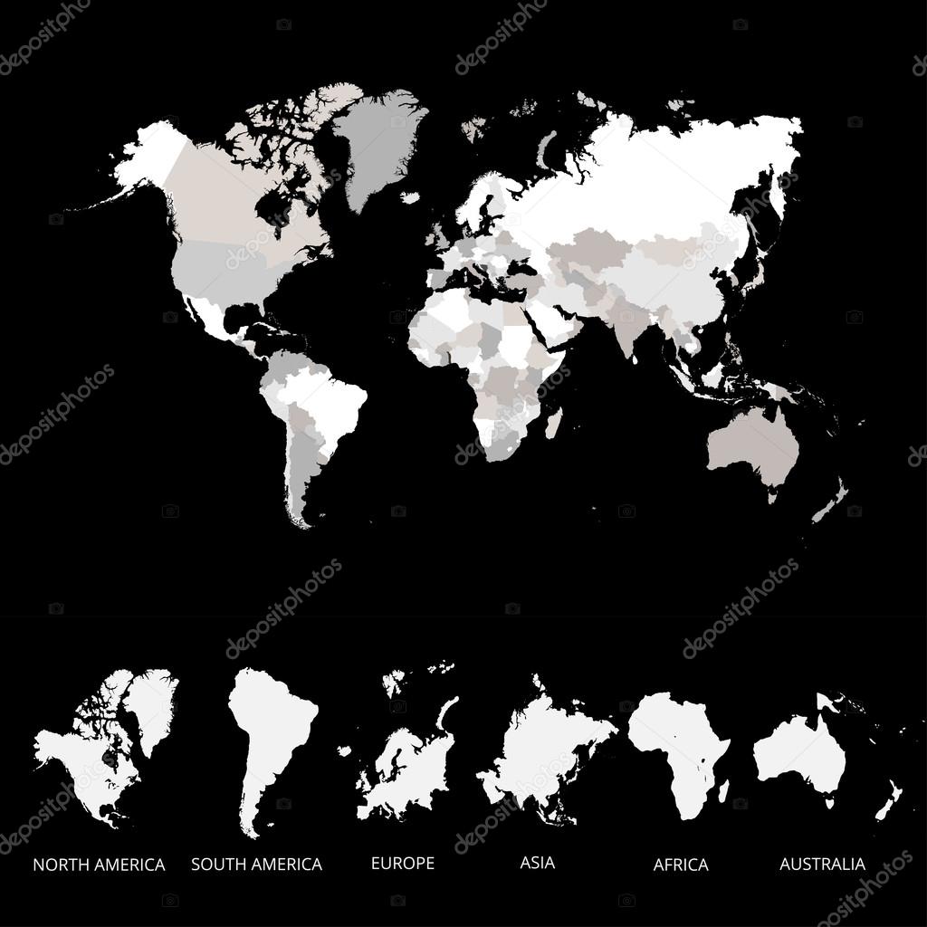 Carte Du Monde Avec Globes Détaillée Modifiable Image