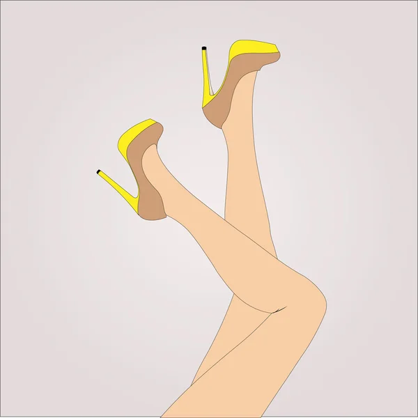 Красиві жіночі ноги з різнокольоровими підборами. Векторні ілюстрації . — стоковий вектор