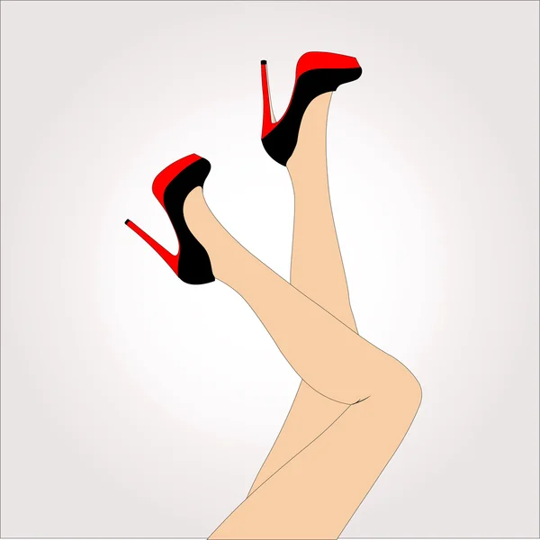 Belle gambe femminili con tacchi colorati. Illustrazione vettoriale . — Vettoriale Stock