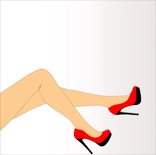 美丽女性的腿，用多彩的高跟鞋 — 图库矢量图片