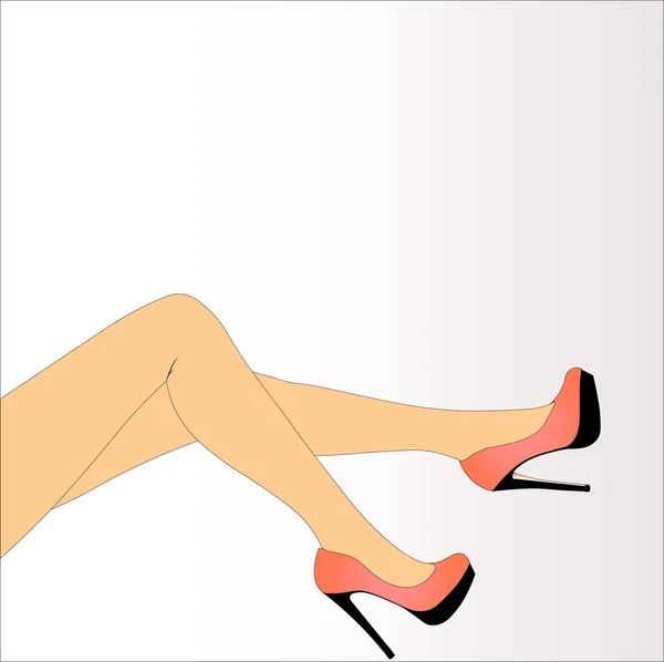 Beautiful female legs with colorful heels — Stock Vector