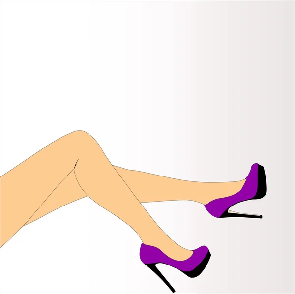 Beautiful female legs with colorful heels — Stock Vector