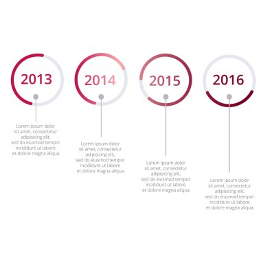 Zaman çizelgesi Infographics şablonu. Renkli vektör çizim.