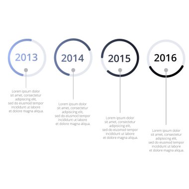Zaman çizelgesi Infographics şablonu. Renkli vektör çizim.