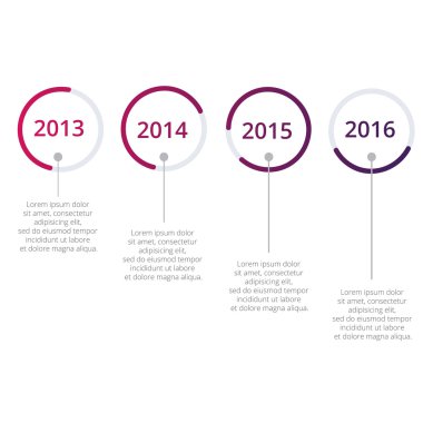 Zaman çizelgesi Infographics şablonu. Renkli vektör çizim.