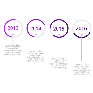Zaman çizelgesi Infographics şablonu. Renkli vektör çizim.
