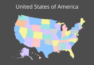 Abd Haritası. Kırpma yolu ile görüntü. Vektör çizimi.