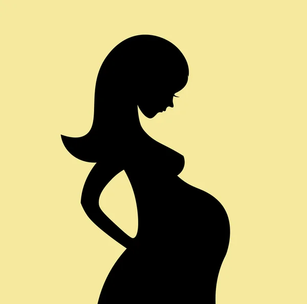 Silhouette de femme enceinte sur fond gris. Illustration vectorielle . — Image vectorielle