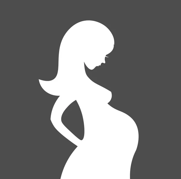 Silhouette de femme enceinte sur fond gris. Illustration vectorielle . — Image vectorielle