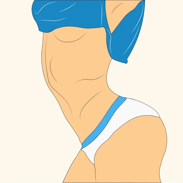 Hermoso cuerpo delgado de mujer con bronceado aislado sobre fondo blanco. Ilustración vectorial . — Archivo Imágenes Vectoriales