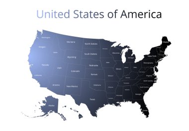 ABD Haritası. Görüntü kırpma yolu ve adı Birleşik. Vektör çizim.
