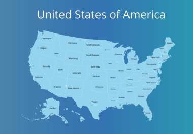 ABD Haritası. Görüntü kırpma yolu ve adı Birleşik. Vektör çizim.