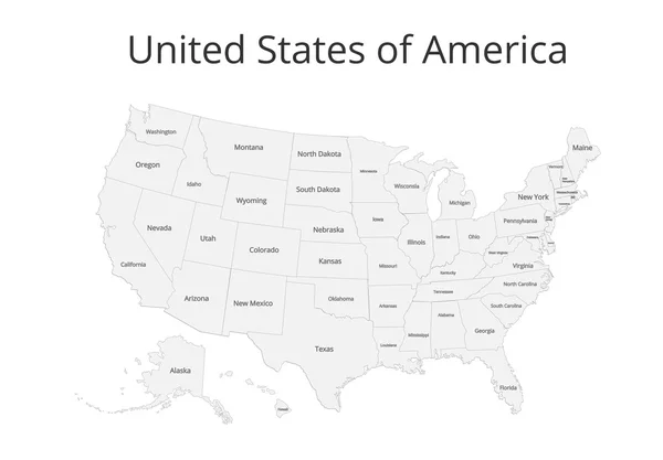 Map of the USA. Image with clipping path and name of states. Vector illustration. — Stock Vector