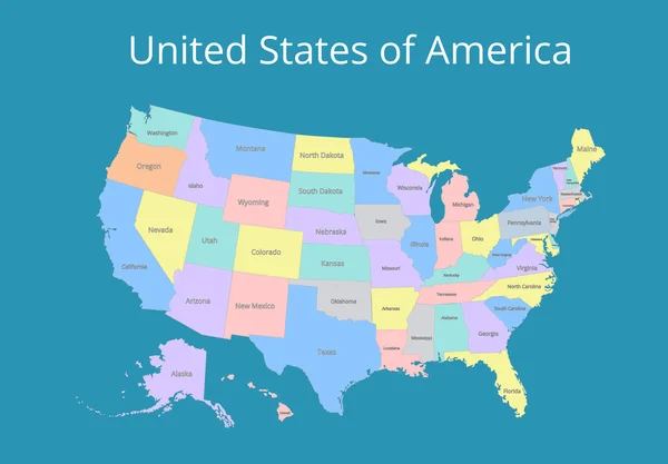 Карта США. Зображення із відсічним контуром та ім'я держав. Векторні ілюстрації. — стоковий вектор