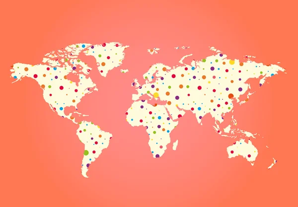 世界地図は、カラフルなポイントに。ベクトル図. — ストックベクタ