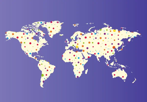 Карта мира с красочными точками. Векторная иллюстрация . — стоковый вектор