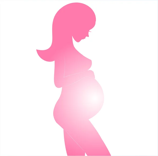 Silhouette einer schwangeren Frau auf grauem Hintergrund. Vektorillustration. — Stockvektor