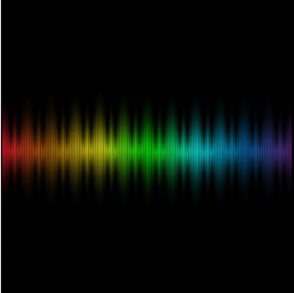 Farbenfrohe Schallwelle auf dunklem Hintergrund. Vektorillustration. — Stockvektor