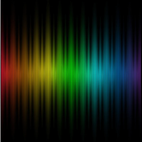 Farbenfrohe Schallwelle auf dunklem Hintergrund. Vektorillustration. — Stockvektor