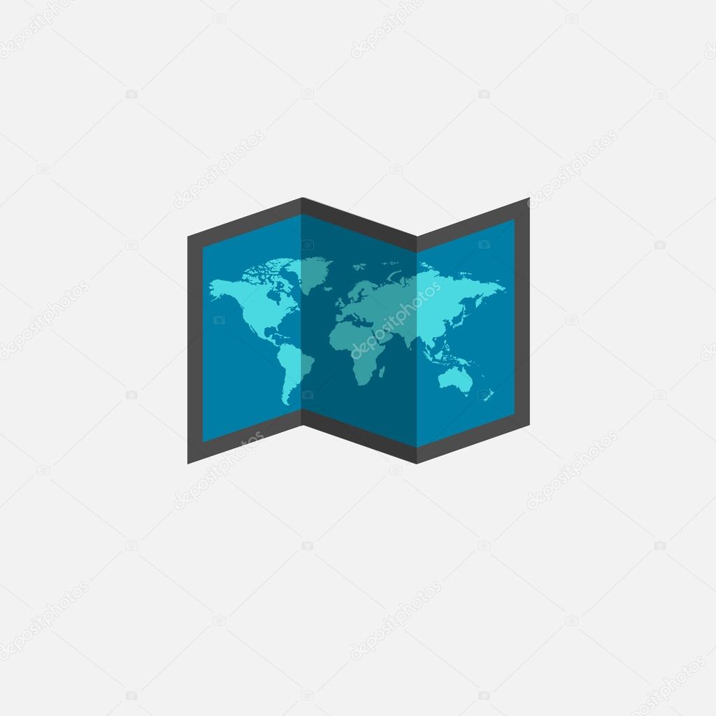 Folded map paper icon for traveler or tourist. Flat color design Vector  illustration. Stock Vector by ©rb.octopus.vc 108148414