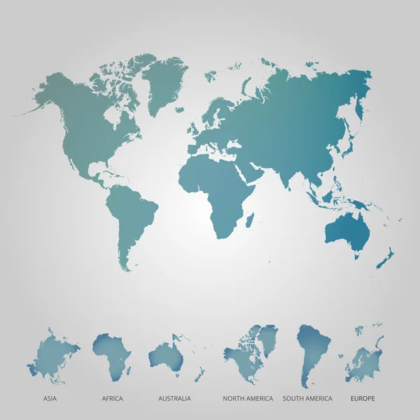Dünya Haritası ülkeler renkli. Vektör çizim. — Stok Vektör
