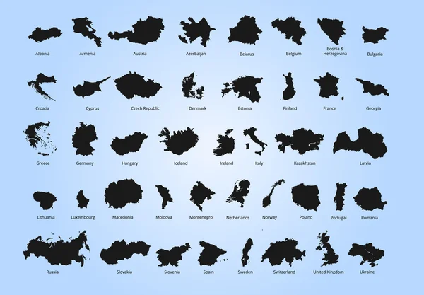 Політична мапа барвисті європейських країн з чітко позначеними, розділених шари. Векторні ілюстрації. — стоковий вектор