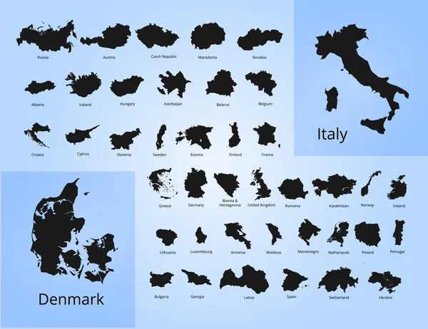 Színes európai országok politikai térképen egyértelműen feliratozott, elkülönített rétegek. Vektoros illusztráció. — Stock Vector